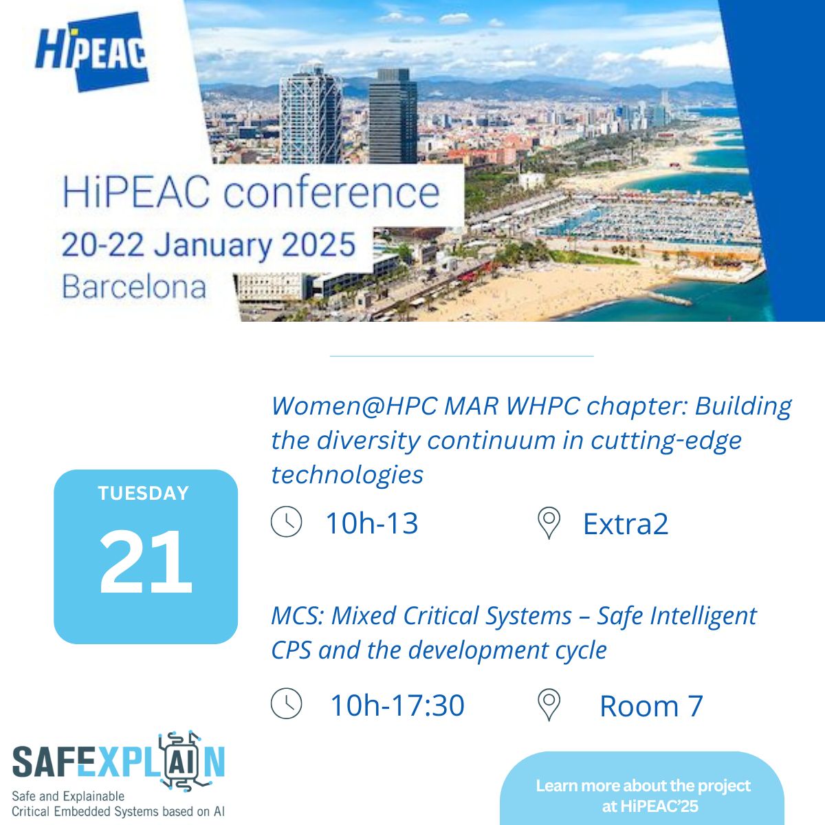 Safexplain (@safexplainai) on Twitter photo 👋1 week <a href="/IKERLANofficial/">IKERLAN</a> <a href="/RISEsweden/">RISE</a> & <a href="/exidadev/">exida development</a> participate in #HiPEAC25
💡Catch them @ the <a href="/womeninHPC/">Women in HPC</a> MAR chapter WS & the mixed #criticalsystems WS
👉safexplain.eu/event/safexpla…
<a href="/hipeac/">HiPEAC</a> 👋1 week <a href="/IKERLANofficial/">IKERLAN</a> <a href="/RISEsweden/">RISE</a> & <a href="/exidadev/">exida development</a> participate in #HiPEAC25
💡Catch them @ the <a href="/womeninHPC/">Women in HPC</a> MAR chapter WS & the mixed #criticalsystems WS
👉safexplain.eu/event/safexpla…
<a href="/hipeac/">HiPEAC</a>