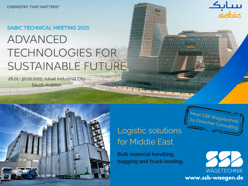 EBS News: SSB at Sabic

SSB Wägetechnik will be exhibiting at the Sabic Technical Congress from (26 -30 January) in Jubail Industrial City, Saudi Arabia

Read Here - eurobulksystems.com/ssb-at-sabic/