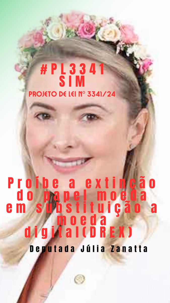 AraujohSimone's tweet photo. #pl3341SIM RETUITE e APOIE  A DEPUTADA JULIA ZANATTA QUE ESTA LUTANDO BRAVAMENTE CONTRA A EXTINÇÃO DO PAPEL MOEDA DO REAL https://t.co/ituYlZhkkj