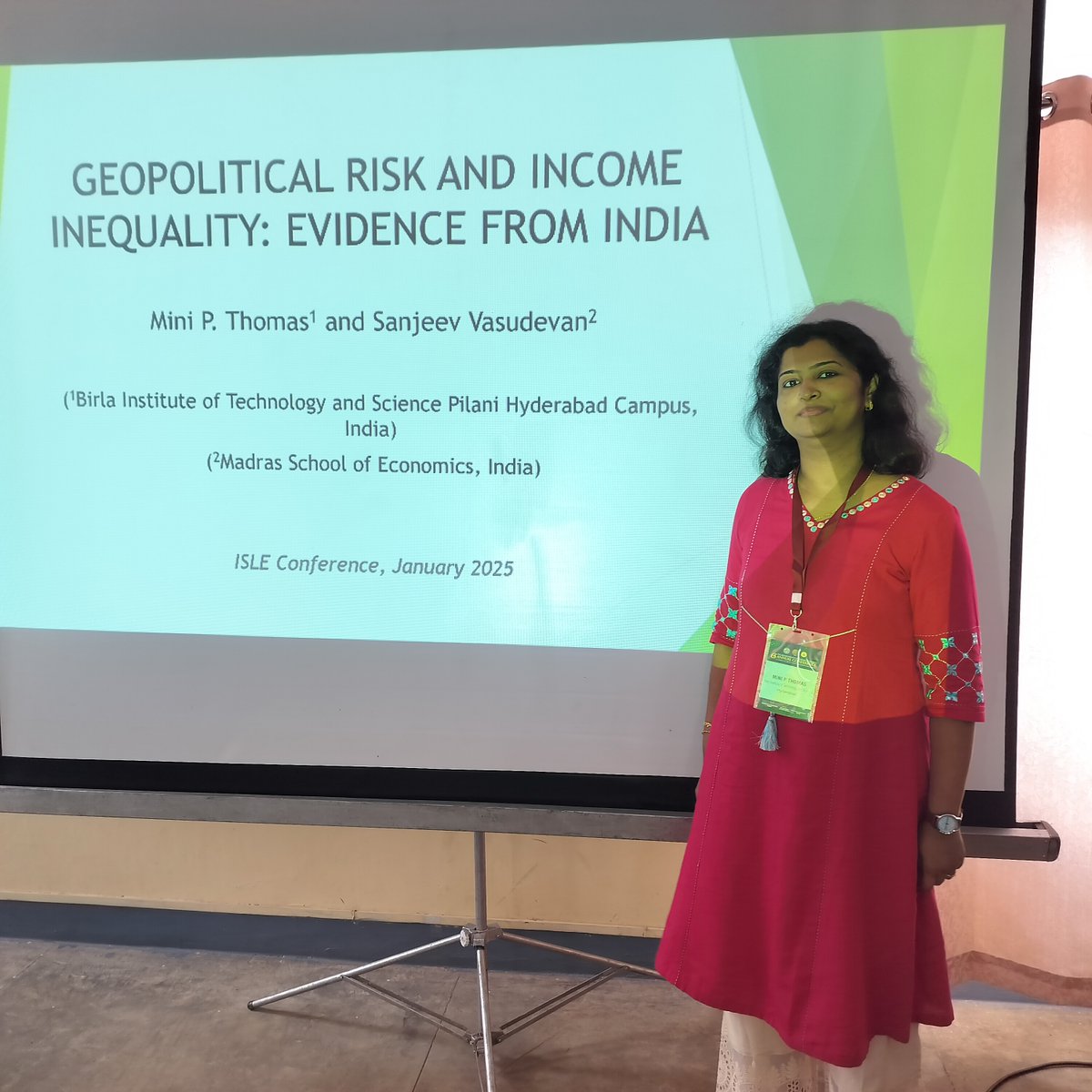 minithomasp_phd's tweet photo. Great being back in @ISECBengaluru for Indian Society of Labour Economics Conference to present our work on inequality. My PhD student, Ummu, was awarded @IWWAGEIFMR  fellowship for her thesis work on Trade, Global Value Chains, Finance and Women Employment in BRICS 
@isle_india https://t.co/privbUHpLR
