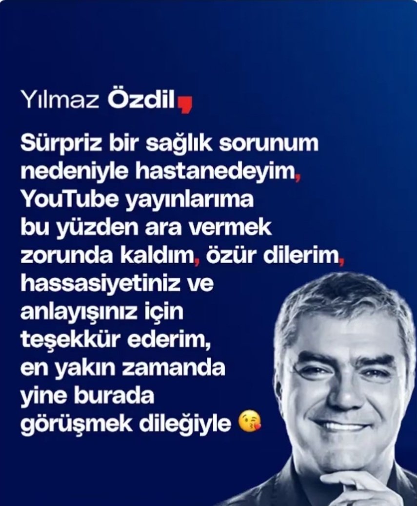 Tweetcafe35's tweet photo. Yılmaz Özdil dün kalp krizi geçirmiş.
Çok geçmiş olsun.
Tek başına büyük muhalefet.
Acil şifa dilerim💐🧿

Bir tıkalı damarı açılmış.
İki tıkalı damarı için yarın anjiyo yapılacakmış.
#YılmazÖzdil
@Yilmaz_Ozdill https://t.co/Aog1poQG1n