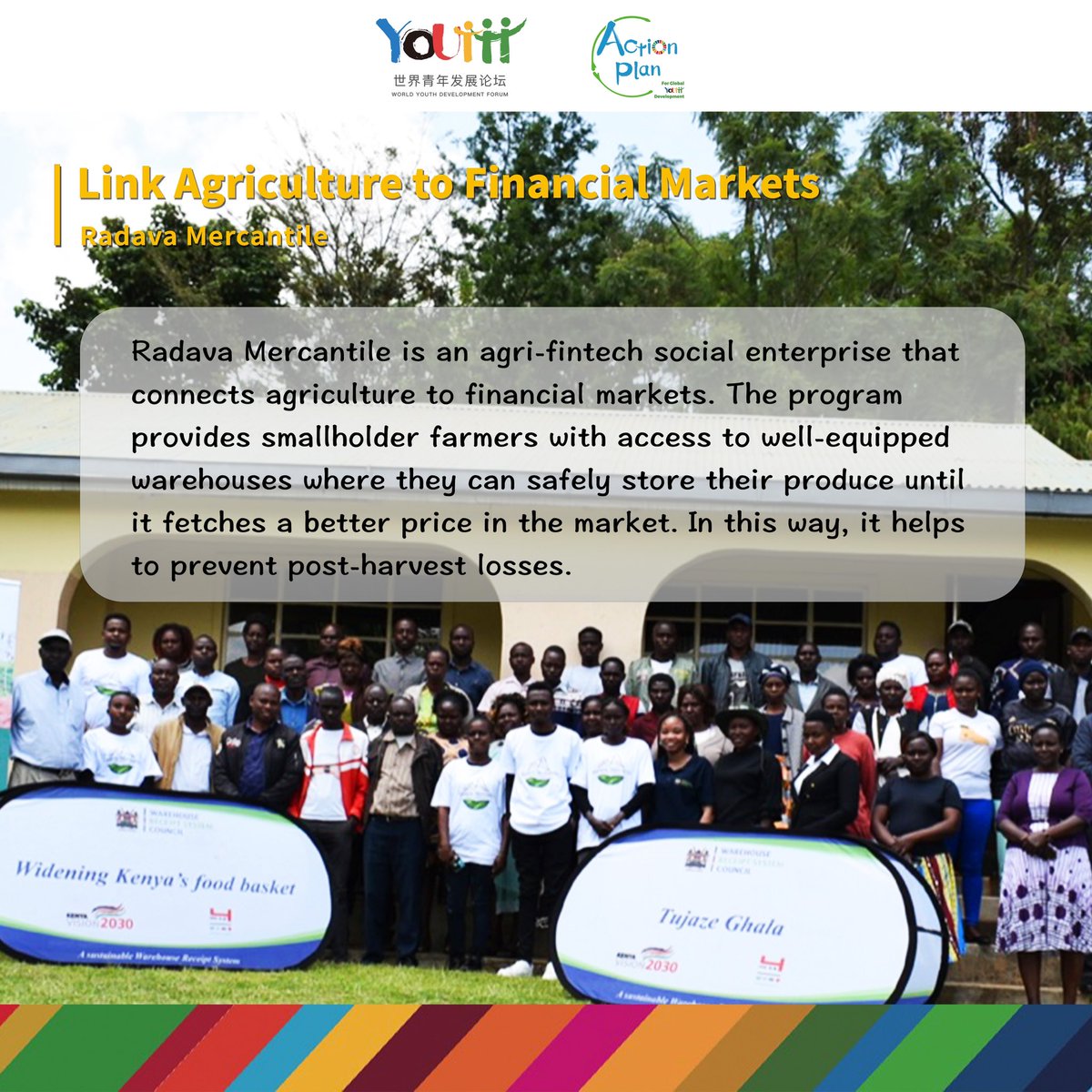 #APGYD NO.8
Link Agriculture to Financial Markets
[Radava Mercantile]

Radava Mercantile is an agri-fintech social enterprise that connects agriculture to financial markets. The program provides smallholder farmers with access to well-equipped warehouses where they can safely
