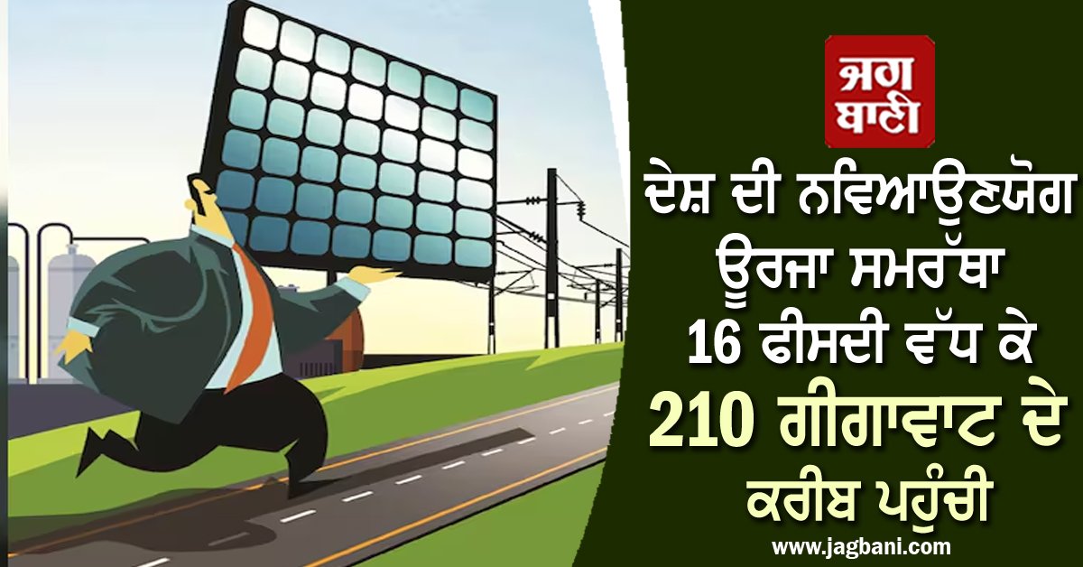 JagbaniOnline's tweet photo. ਦੇਸ਼ ਦੀ ਨਵਿਆਉਣਯੋਗ ਊਰਜਾ ਸਮਰੱਥਾ 16 ਫੀਸਦੀ ਵੱਧ ਕੇ 210 ਗੀਗਾਵਾਟ ਦੇ ਕਰੀਬ ਪਹੁੰਚੀ
https://t.co/OgMQB6b8wd
#India #RenewableEnergyCapacity #Gigawatts #Jagbani https://t.co/bGC3Q6CWpg