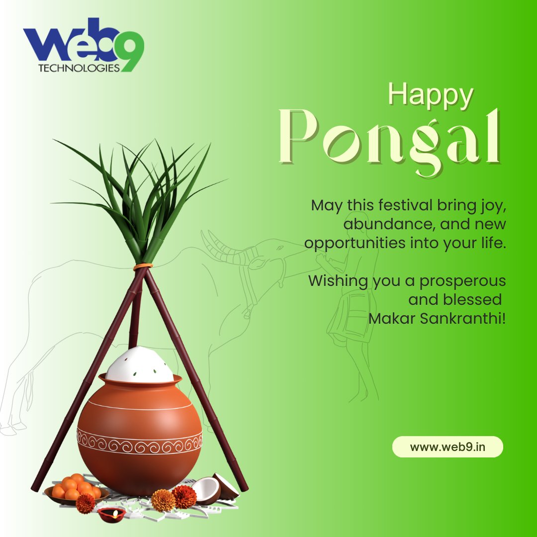 web9tech's tweet image. ✨ Wishing You a Happy Makar Sankranti 🌾🌄
As we celebrate this harvest festival, it’s a time to reflect on new beginnings and fresh opportunities. At Web9 Technologies, we’re here to help you maximize your digital presence and achieve greater success.
#HappySankranti