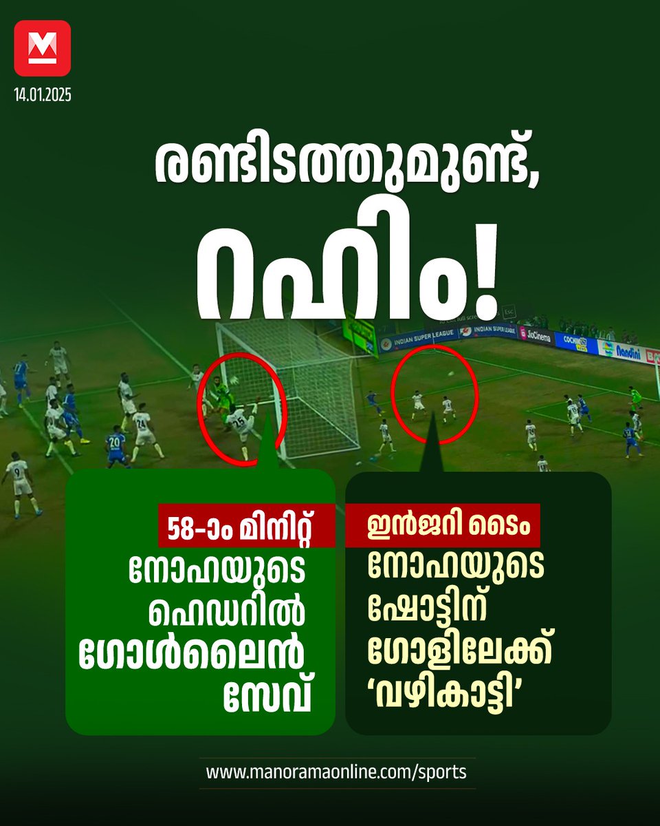 manoramaonline's tweet photo. 4–ാം മിനിറ്റിൽ ഗോൾവഴങ്ങി പിന്നിലായിപ്പോയ ബ്ലാസ്റ്റേഴ്സ്, സമനില ഗോളിനായി സമ്മർദ്ദം ചെലുത്തുന്നതിനിടെ 58–ാം മിനിറ്റിലാണ് ഗോൾലൈൻ സേവുമായി റഹിം അലി ബ്ലാസ്റ്റേഴ്സിനു മുന്നിൽ വില്ലനായത്.... #keralablastersfc #odishafc #islmatch
Read more at : https://t.co/qAIJotRoEX https://t.co/1jUtMG4qxG