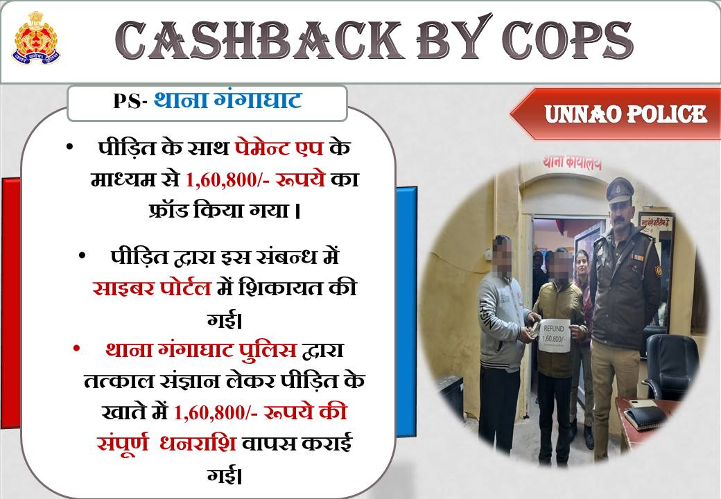 G_K_Awasthi's tweet photo. उन्नाव में पेमेण्ट एप के माध्यम से फ्रॉड कर निकाली गई 1,60,800 रु0 की संपूर्ण धनराशि @unnaopolice ने कराई रिफण्ड @deepakbhuker @Igrangelucknow @adgzonelucknow 

#CASHBACK_BY_COPS https://t.co/ZF3PF8GagW