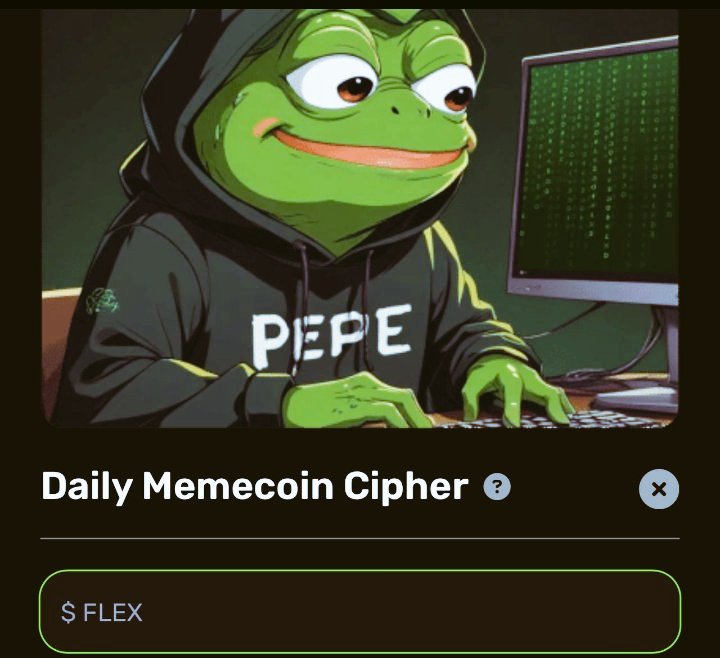 MissyOgo's tweet photo. MemesLab Daily Cipher
Date: 14/01/2025
Answer ➡️ FLEX
#Memelabs https://t.co/odQIIXzsC5