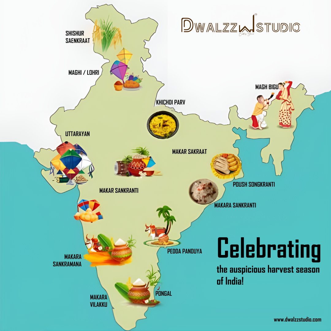 ✨ Happy Pongal, Makar Sankranti, Pedda Panduga, Uttarayan, and Makara Sankramana! ✨🌾
May this harvest season bring joy, abundance.

📞 +91 74838 40466 | 🌐 dwalzzstudio.com
#HappyPongal #MakarSankranti #PeddaPanduga #Uttarayan #MakaraSankramana #HarvestFestival