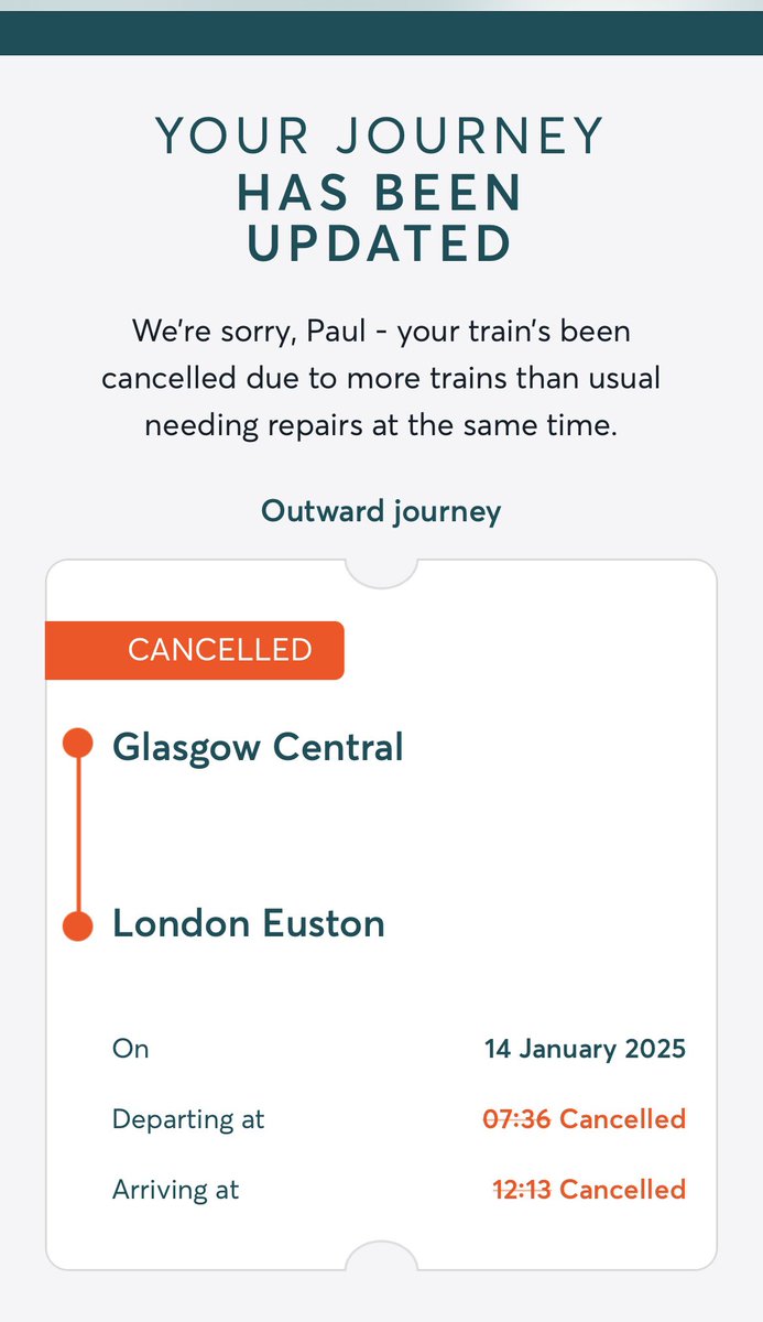 Paul Rodgers (@paulstweet) on Twitter photo Thank you <a href="/AvantiWestCoast/">Avanti West Coast</a> for cancelling my train. And for the beautiful options you offer. Not. Thank you <a href="/AvantiWestCoast/">Avanti West Coast</a> for cancelling my train. And for the beautiful options you offer. Not.
