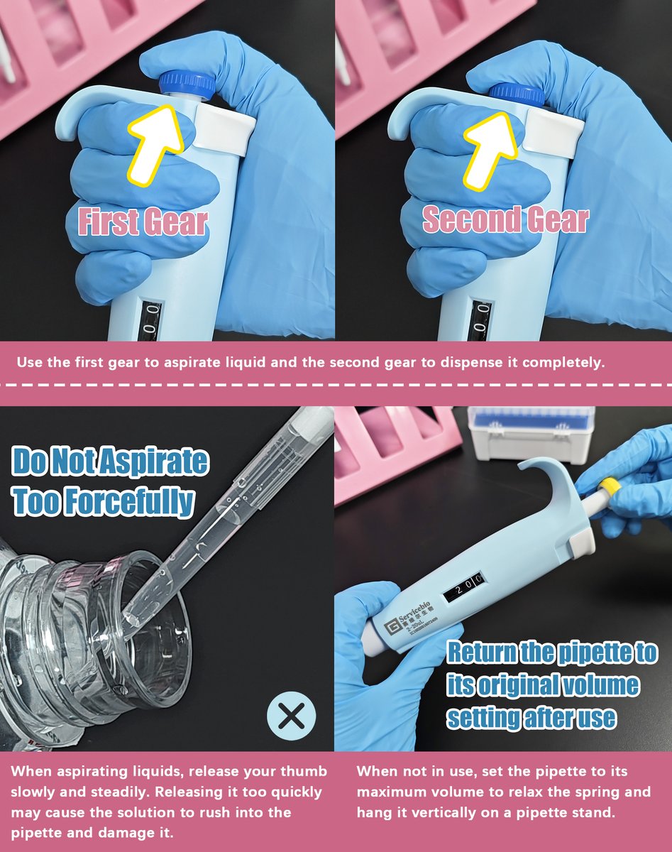 WUHANSERVICEBIO's tweet photo. 🧐Are You Using Your Pipette Correctly? Proper use and maintenance can extend its lifespan!⏳ Let’s discuss! ✍
#Pipette #PipetteUsage #ServicebioPipettes #LabDaily #LabTool https://t.co/f1bmOyKsv5