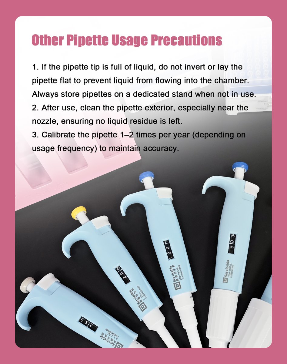 WUHANSERVICEBIO's tweet photo. 🧐Are You Using Your Pipette Correctly? Proper use and maintenance can extend its lifespan!⏳ Let’s discuss! ✍
#Pipette #PipetteUsage #ServicebioPipettes #LabDaily #LabTool https://t.co/f1bmOyKsv5