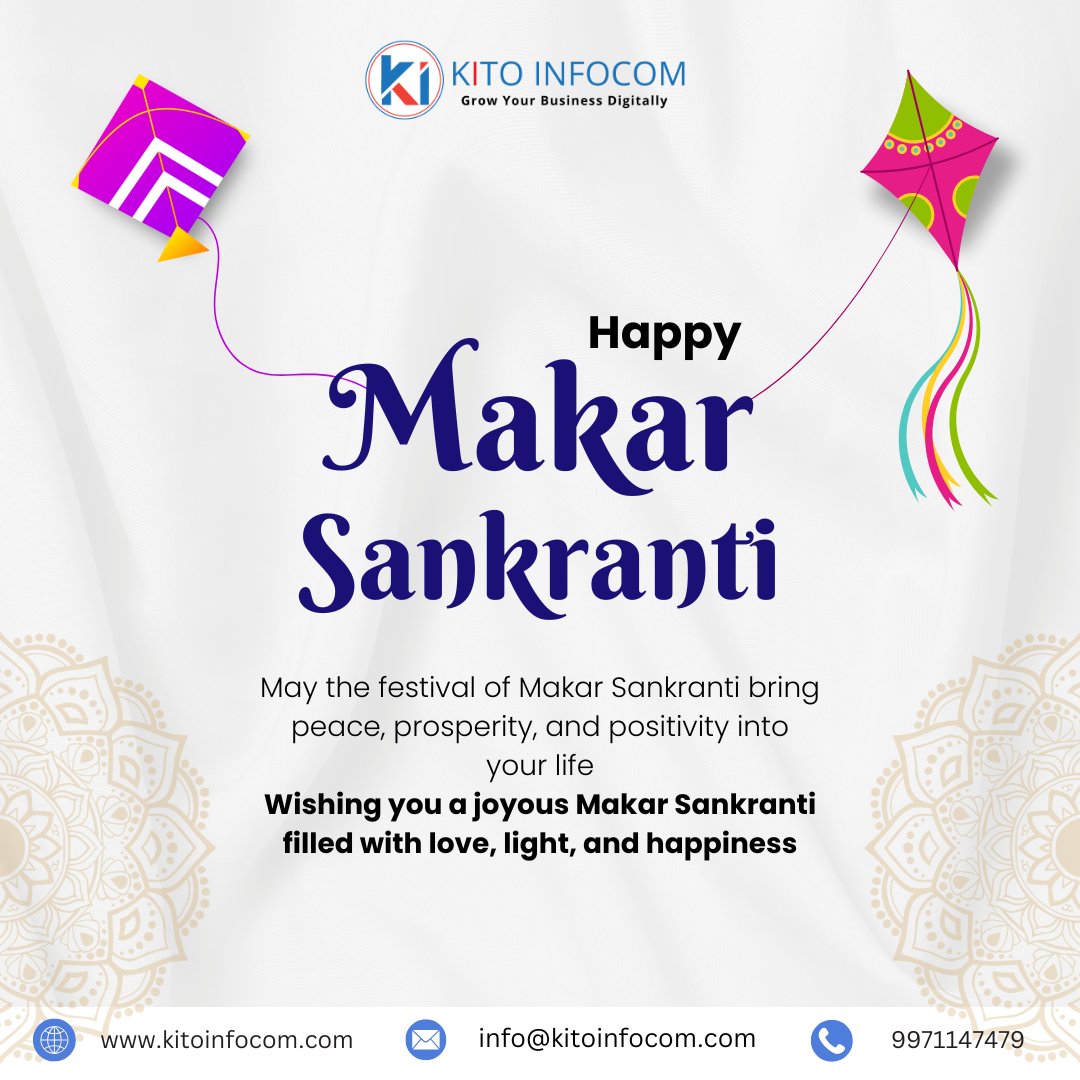 KInfocom's tweet photo. On this Makar Sankranti, may you soar to new heights like the kites in the sky. 🪁🎯

#makarsankranti #FestiveFeels #FestiveSeason #festivevibes #makarsankrantispecial #kitoinfocom #trendingpost https://t.co/DHHnQMnFiw