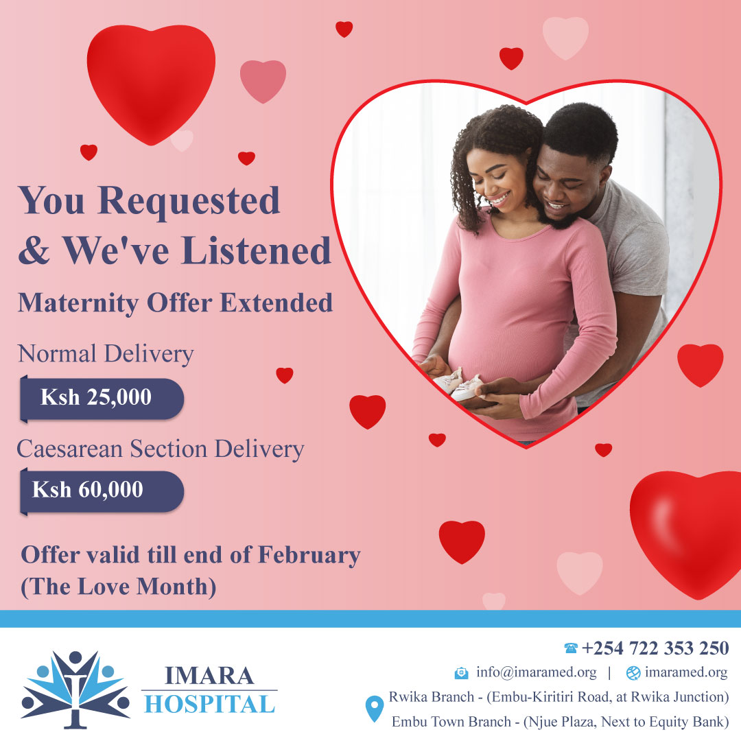 ImaraHospital's tweet photo. You asked, We listened!
Our Maternity offers are here to stay a little longer.
Offer Valid through February
Tell a friend!
#WorldClassHealthcare https://t.co/KBcu0Vsltb
