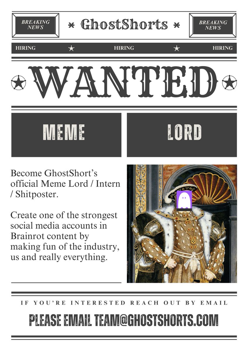 Ghostshortscom's tweet photo. @elonmusk Hiring a Meme Lord #ghostshorts https://t.co/HjSTeIrdT9