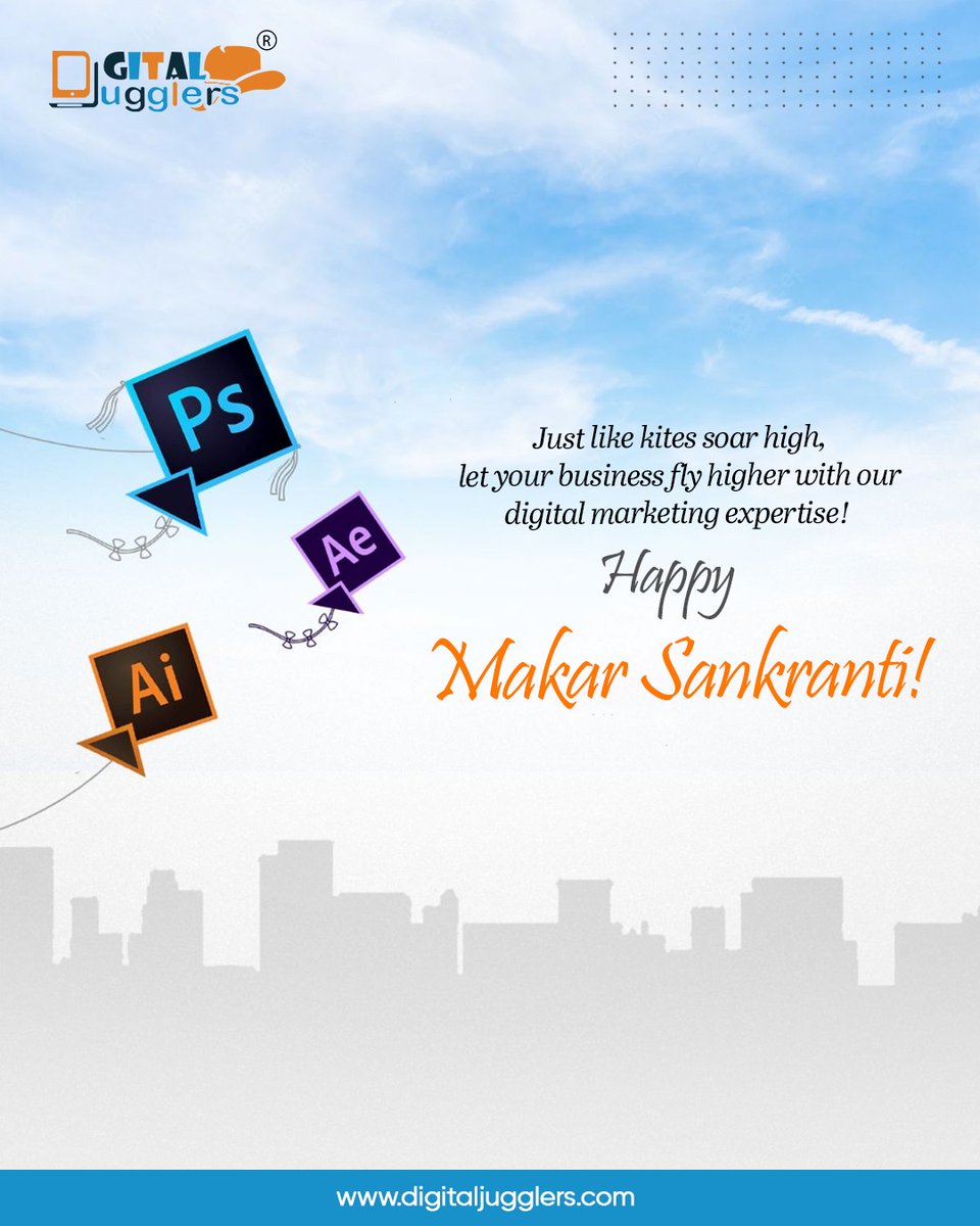 DigitalJugglers's tweet photo. Fly high in the digital skies with us this festive season! Wishing you success and happiness. Happy Makar Sankranti!

#MakarSankranti #DigitalMarketing #FestiveVibes #BusinessGrowth #SoarHigh #HappyMakarSankranti #DigitalSuccess #FlyHigh #MarketingExperts #CelebrateSuccess https://t.co/S3FolicIkv