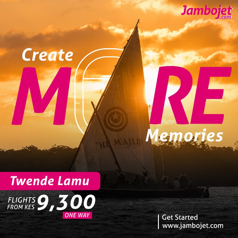 FlyJambojet's tweet photo. We've got you covered with 400+ flights across Kenya and beyond. #FlyJambojet to Zanzibar, Lamu, Kisumu, Mombasa, Eldoret, Diani, Malindi, Nairobi or even Goma (DRC) with ease. ✈️

Book now on https://t.co/BwKX5erf2R
#MoreThanAJourney