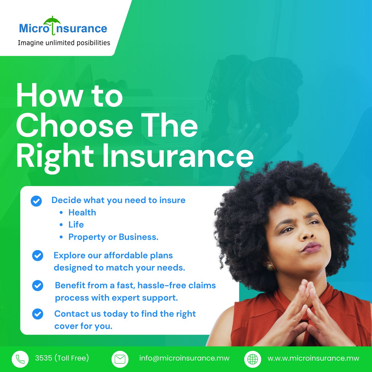 Choose the right insurance with Microinsurance service limited!
Get in touch!