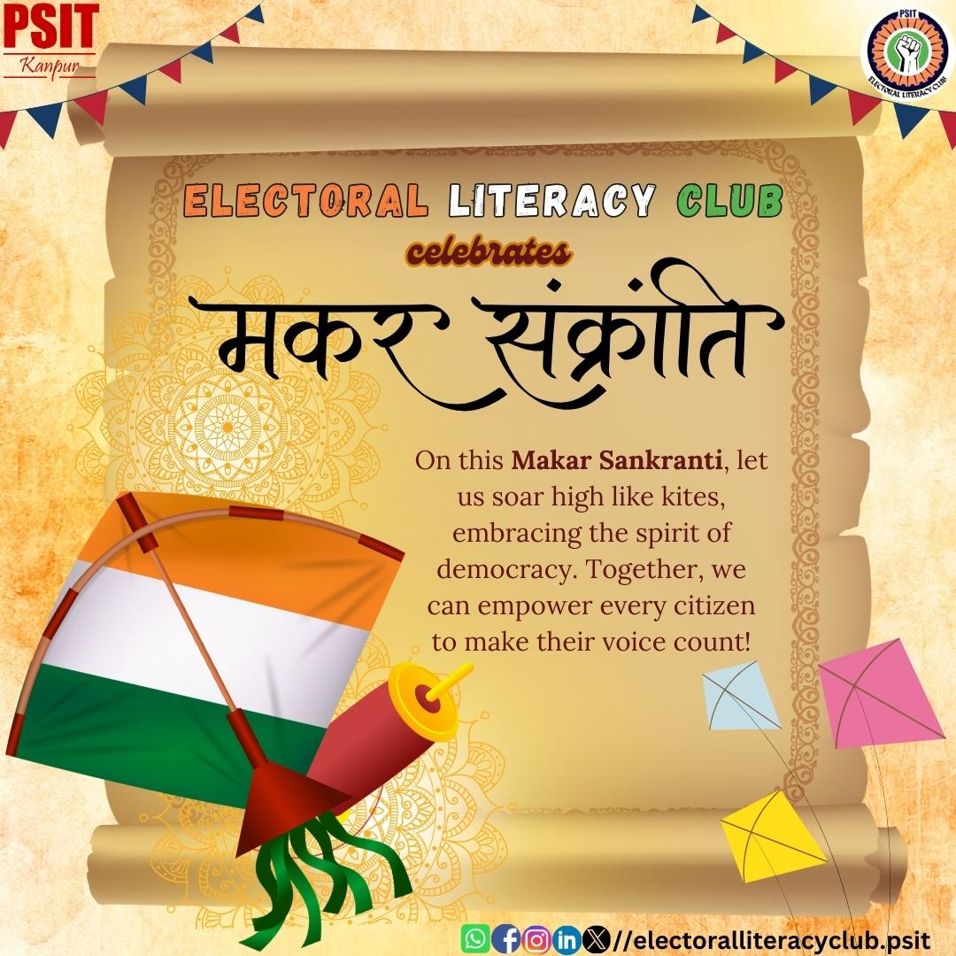 ELC_CLUB_PSIT's tweet photo. 🌞 Happy Makar Sankranti!
ELC Club wishes you a season filled with joy, prosperity, and the sweetness of success. 🪁✨
Let's celebrate together and fly high like kites!

#MakarSankranti #ELCClub #FestiveVibes #HarvestJoy https://t.co/4AqTYC7l3a