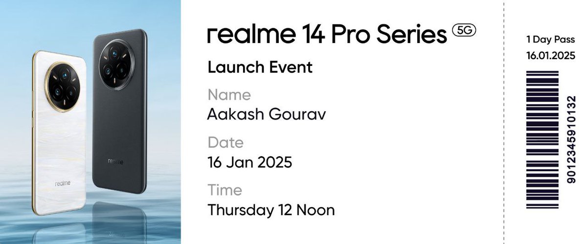 AakashTweets_'s tweet photo. ❤️🔥Happy to share that I got the Launch Event Invitation for the #realme14ProSeries5G 
#soclearsopowerful 
#realmecommunity 

Can't hold my excitement for the 16th Jan 🗓️ 😍😍 https://t.co/qloIsQXrMN