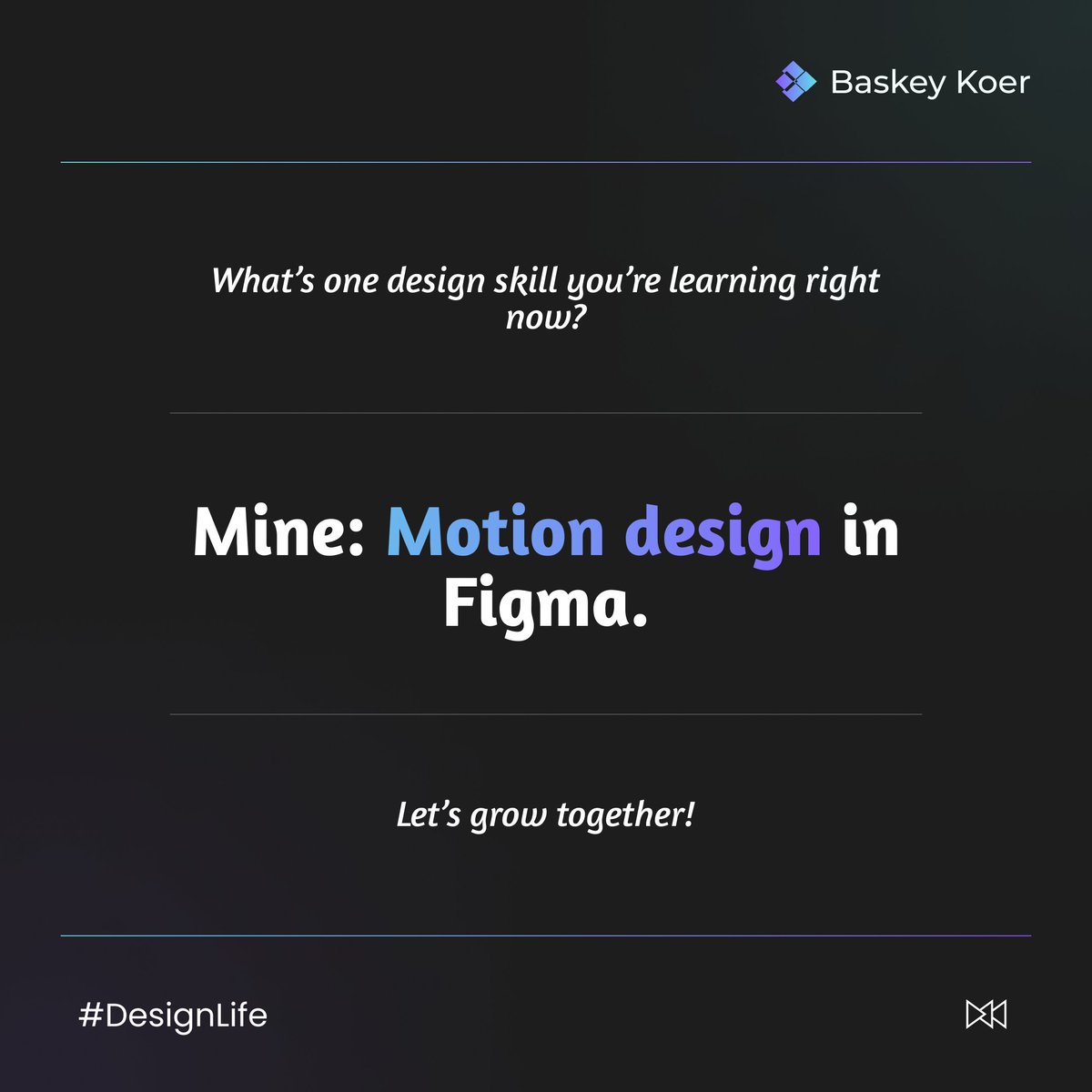 baskeykoer's tweet photo. What design skill are you learning to improve?
Learn today and let's grow together!
#Koer #designlife #UIUX #UXDesign #designtips https://t.co/RKis2qltmE