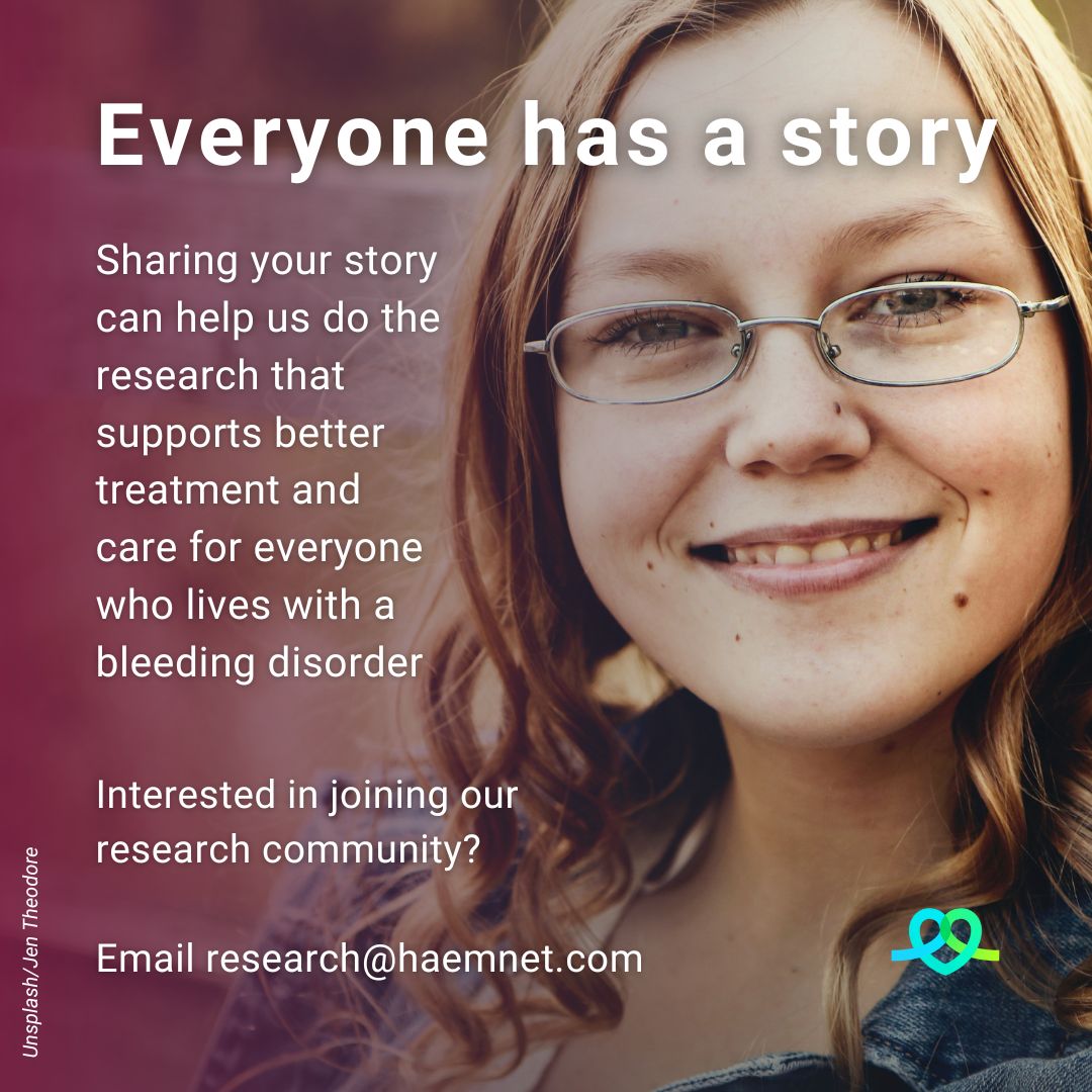 Do you live with a #BleedingDisorder? Sharing your experience can help us do the #research that improves treatment &amp; care. To find out more about our research community, email research@haemnet.com

#Haemnet #Haemophilia #vonWillebrandDisease #GlanzmannThrombasthenia