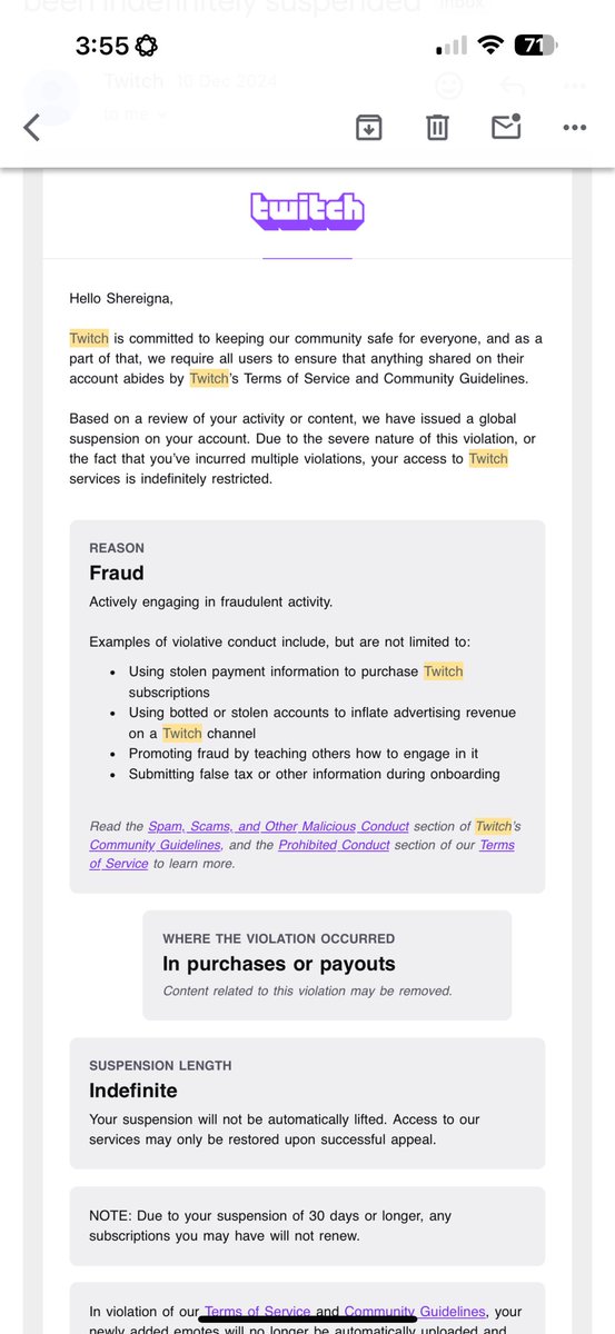I am one of the victim
of this fraud suspension wave last 
Dec 9,2024. My appeal got auto rejected and my tickets has been ignored for more than a month. I have proof of my last purchase and no human was investigating this case properly. All we got was an auto AI response!