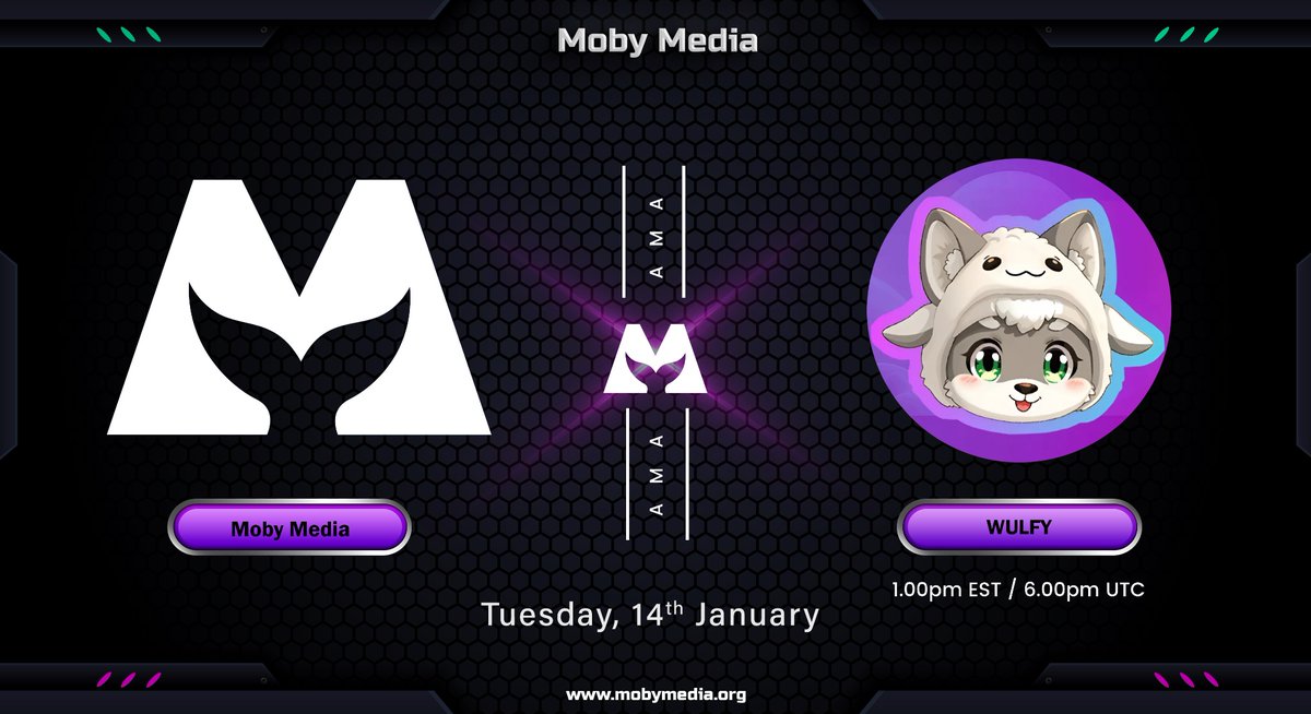 Moby Media (@mobymedia) on Twitter photo AMA ANNOUNCEMENT ๐ข
โก๏ธ Join: t.me/MobyMediaNews
โก๏ธ Follow: <a href="/mobymedia/">Moby Media</a>.
๐ฆ Join our Telegram AMA with <a href="/WULFY_SOL/">WULFY</a>.
Donโt miss out!
Verify team <a href="/mobymedia/">Moby Media</a> | ๐ linktr.ee/mobymedia AMA ANNOUNCEMENT ๐ข
โก๏ธ Join: t.me/MobyMediaNews
โก๏ธ Follow: <a href="/mobymedia/">Moby Media</a>.
๐ฆ Join our Telegram AMA with <a href="/WULFY_SOL/">WULFY</a>.
Donโt miss out!
Verify team <a href="/mobymedia/">Moby Media</a> | ๐ linktr.ee/mobymedia