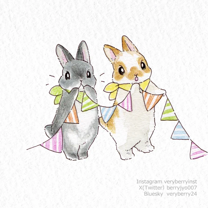 うさぎさんのキャンプ〜毎日イラスト投稿1812日目〜そっちもって〜(())ガジガジ… 