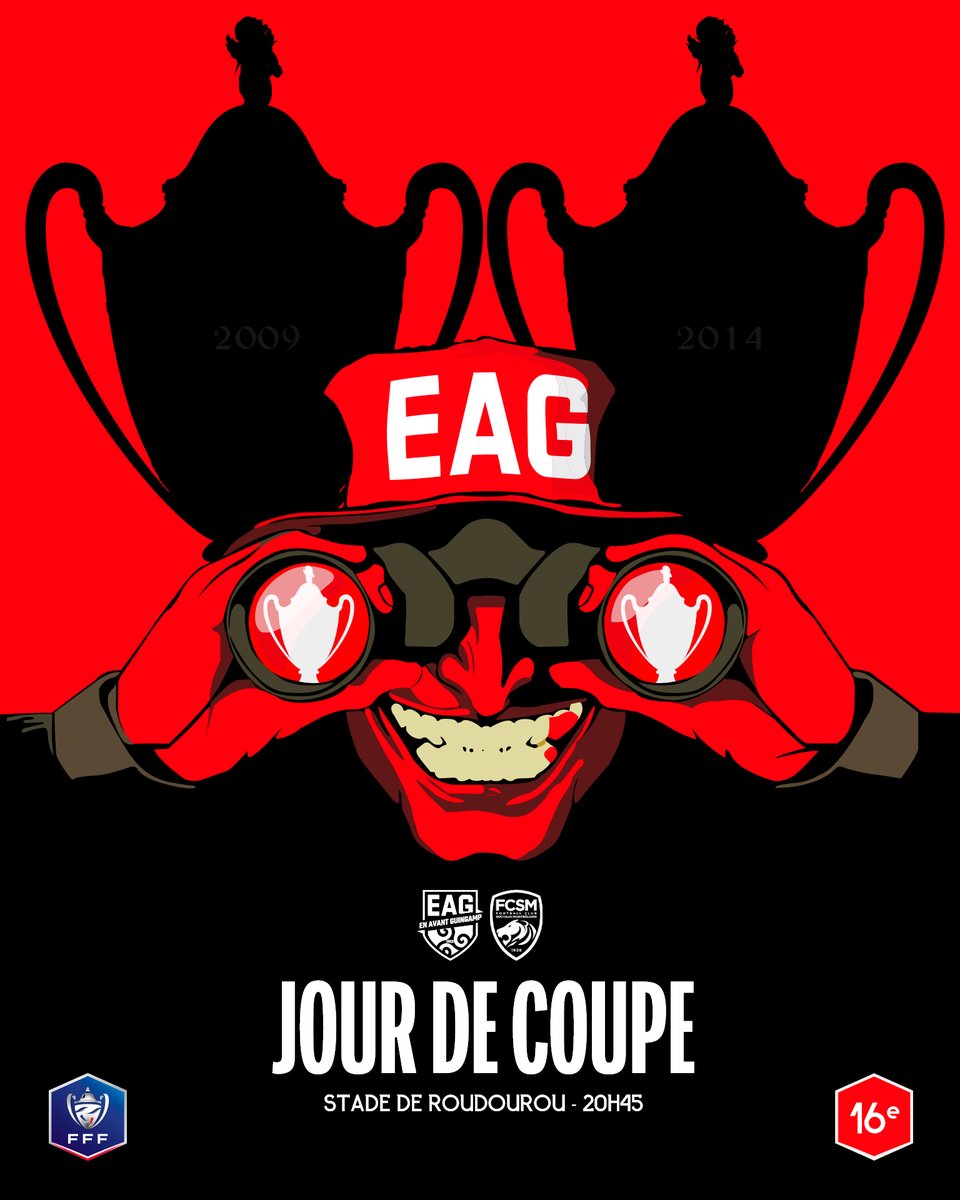 EAGuingamp's tweet photo. 🔥 𝗝𝗢𝗨𝗥 𝗗𝗘 𝗠𝗔𝗧𝗖𝗛 🔥

⚔️ 20h45 🆚 @FCSM_officiel 

📍 Stade de Roudourou
📋 @coupedefrance - 1/16
📺@beinsports_fr MAX 6

#EAGFCSM #TeamEAG #WarRaok https://t.co/S6OA8MBM2U