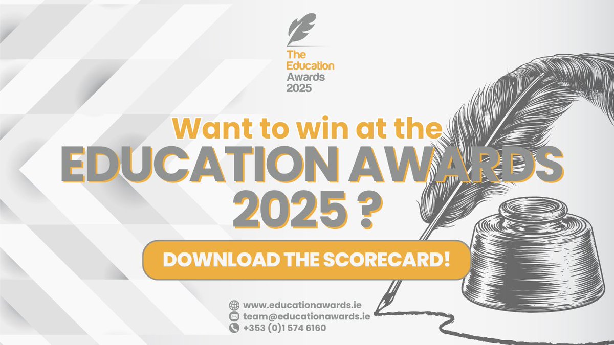 What makes a winning entry? The Education Awards 2025 judge’s scorecard provides category insights to help you craft a standout submission. Have you reviewed it yet? Download today and prepare to make an impact: landing.educationawards.ie/Education-Awar… 

#EducationAwardsIRL