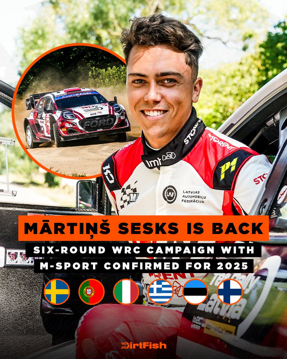 Mārtiņš Sesks is back with M-Sport for a part-time WRC campaign in 2025.

More info 👉 dirtfish.com/rally/wrc/sesk…