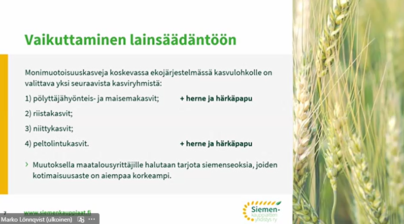 Jatkossa herne ja härkäpapu hyväksytään ns hömppäkasveiksi. Tällä saadaan kotimaisia siemenvaihtoehtoja, ja ehkäistään #rikkakananhirssi leviämistä, kerrotaan kasvinsuojelupäivässä <a href="/Kasvinsuojelu/">Kasvinsuojeluseura</a>