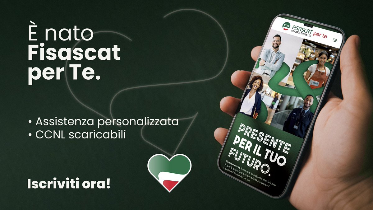 FisascatCisl75's tweet photo. 🟢 È nato 𝓕𝓲𝓼𝓪𝓼𝓬𝓪𝓽 𝓹𝓮𝓻 𝓣𝓮!
Un nuovo spazio digitale interamente dedicato ai lavoratori del #Commercio, #Turismo e #Servizi, pensato per semplificare l’accesso a informazioni e servizi essenziali. 

💡Cosa troverai su Fisascat per Te?
📜 CCNL scaricabili
📋 Schede di sintesi dei contratti
📞 Assistenza dei nostri esperti
📚 Risorse e aggiornamenti costanti sui tuoi diritti e tutele

🌐 Visita ora 👉 https://t.co/wq7LhmEOk4 e scopri come possiamo supportarti al meglio nella tua vita lavorativa!

📄 Leggi la nota stampa 👉 https://t.co/MWJVd0nm9G