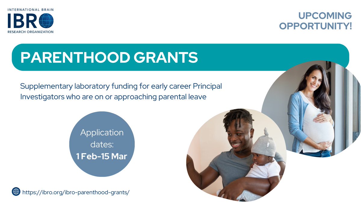 IBRO - International Brain Research Organization (@ibroorg) on Twitter photo UPCOMING OPPORTUNITY! Are you an early-career #neuroscience PI approaching parental leave? Learn how the IBRO Parenthood Grants could support you during your leave 👉 ow.ly/8LCZ50UrOmx
<a href="/ElfarrashSara/">Sara Elfarrash</a> <a href="/JasonSynaptic/">Jason Shepherd</a> @Constantinatheo UPCOMING OPPORTUNITY! Are you an early-career #neuroscience PI approaching parental leave? Learn how the IBRO Parenthood Grants could support you during your leave 👉 ow.ly/8LCZ50UrOmx
<a href="/ElfarrashSara/">Sara Elfarrash</a> <a href="/JasonSynaptic/">Jason Shepherd</a> @Constantinatheo