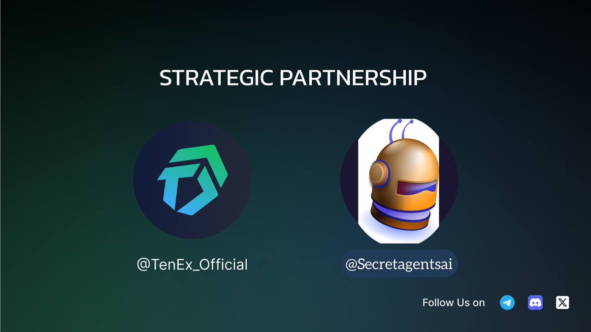 TENEX_FINANCE's tweet image. 🚀TenEx x Secret Agents AI: Partnership Announcement🚀

💫We’re thrilled to announce our partnership with @Secretagentsai, a trailblazing project that merges blockchain and artificial intelligence to deliver cutting-edge privacy and security solutions. 
🎉This collaboration marks…