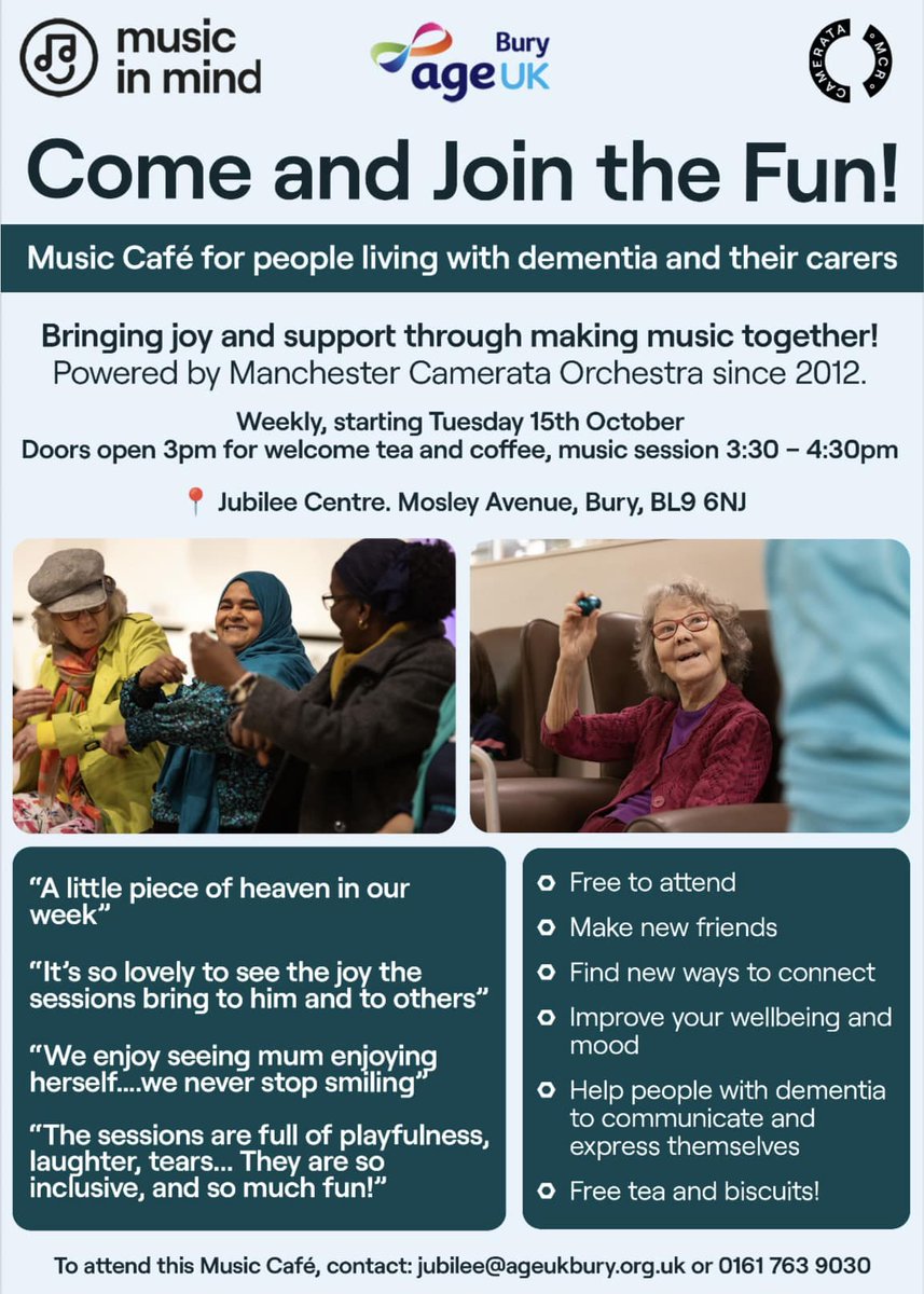 Music in mind dementia cafe 🙌

A great community group for those living with dementia and their carers.

Contacts details are below ⬇

#dementia #dementiasupportgroup #dementiasupport