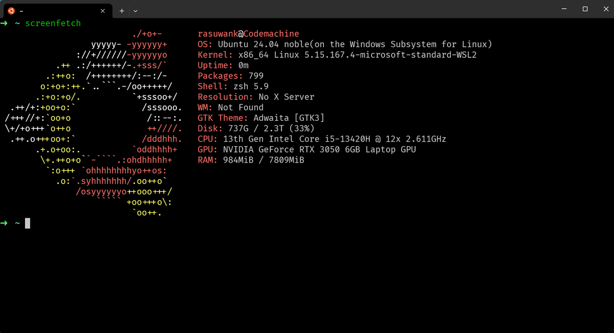 RasuwanK's tweet photo. If you have enough RAM WSL + Windows is better than Dual booting Windows + Ubuntu. https://t.co/AjSmSUp0MM