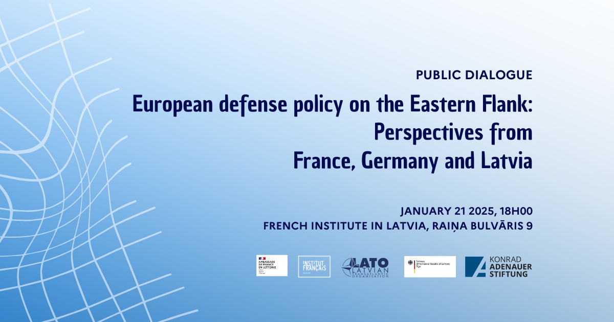 France en Lettonie (@francijalatvija) on Twitter photo Join us for the dialogue “European Defense Policy on the Eastern Flank: Perspectives from France, Germany, and Latvia”, with <a href="/ElieTenenbaum/">Elie Tenenbaum</a>🇫🇷 and Kai-Olaf Lang🇩🇪 as speakers & Janis Karlsbergs🇱🇻 as moderator!
📅21/01
🕕18:00
📍<a href="/if_lettonie/">Institut français LV</a>
🖊️Registration - tiny.cc/xdf5001 Join us for the dialogue “European Defense Policy on the Eastern Flank: Perspectives from France, Germany, and Latvia”, with <a href="/ElieTenenbaum/">Elie Tenenbaum</a>🇫🇷 and Kai-Olaf Lang🇩🇪 as speakers & Janis Karlsbergs🇱🇻 as moderator!
📅21/01
🕕18:00
📍<a href="/if_lettonie/">Institut français LV</a>
🖊️Registration - tiny.cc/xdf5001
