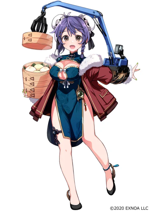 【お仕事】ゲーム「毎日こつこつ俺タワー」にて「マテリアルハンドラ【旗袍】」のイラストを描かせていただきました。   包子包囲網、とは… #毎日こつこつ #俺タワー 