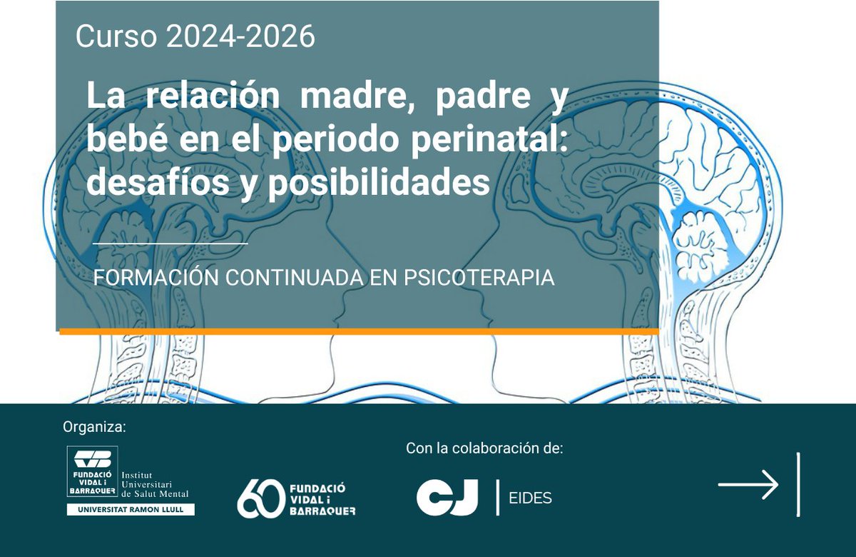 IUSalutMentalVB's tweet photo. 🆕Nuevo seminario de Formación Continuada en Psicoterapia

La relación madre, padre, niño en el período perinatal: retos y posibilidades

🕕Del 5 de febrero al 5 de mayo

Seminario impartido en castellano

💵Precio: 525€

📝Inscripciones: docencia@fvb.cat https://t.co/Sd3xXMObHC
