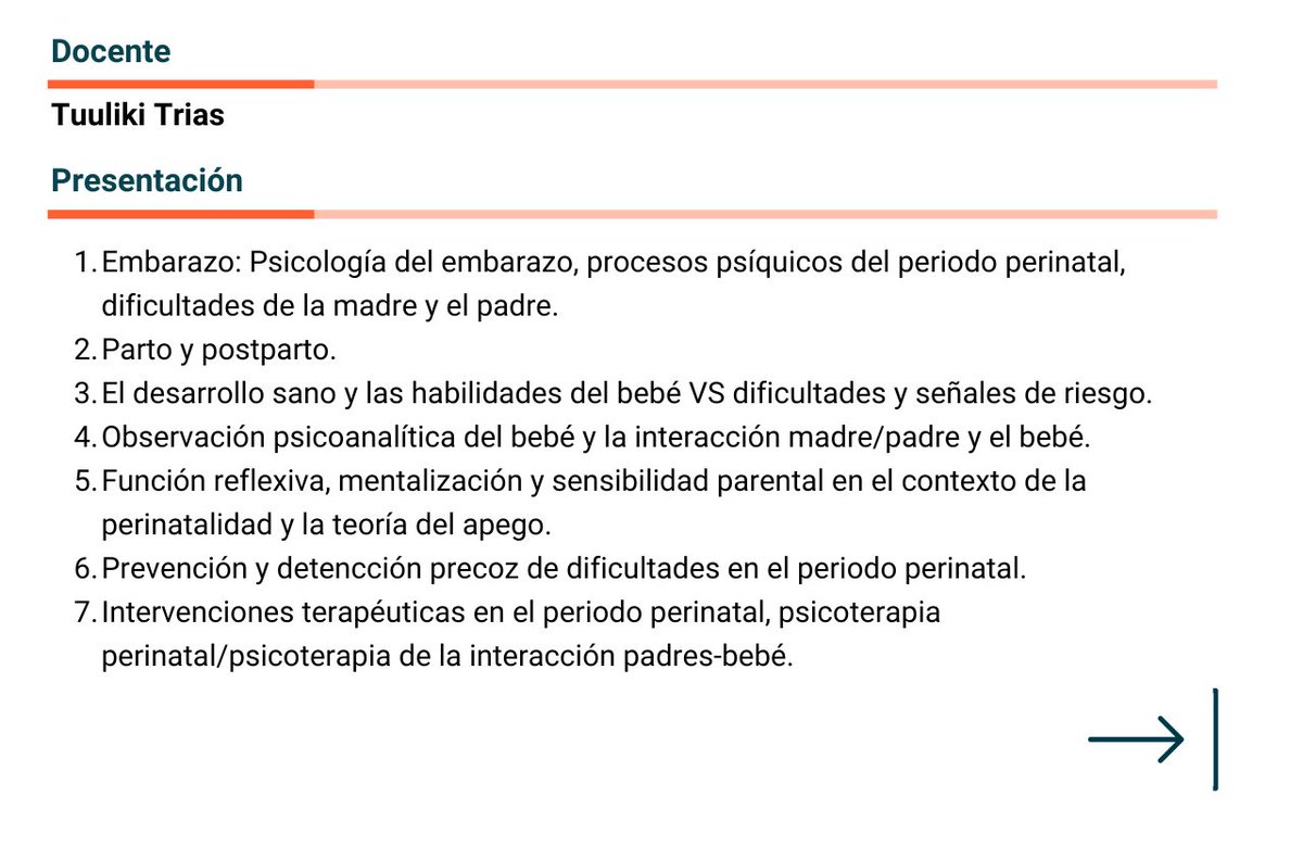 IUSalutMentalVB's tweet photo. 🆕Nuevo seminario de Formación Continuada en Psicoterapia

La relación madre, padre, niño en el período perinatal: retos y posibilidades

🕕Del 5 de febrero al 5 de mayo

Seminario impartido en castellano

💵Precio: 525€

📝Inscripciones: docencia@fvb.cat https://t.co/Sd3xXMObHC
