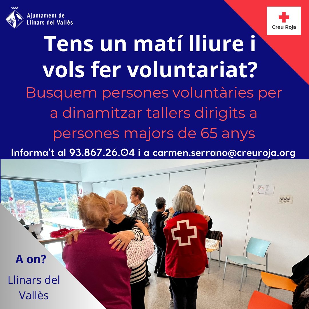 CRasantceloni's tweet photo. 📢 Busquem grans persones per a la gent gran.  

T'animes a formar part del nostre equip de voluntariat?🙌

Si vols més informació truca al 93.867.26.04 o també per Whatsapp al 662.31.45.26

#voluntariat #baixmontseny #creuroja https://t.co/lKMWRzf4Yv