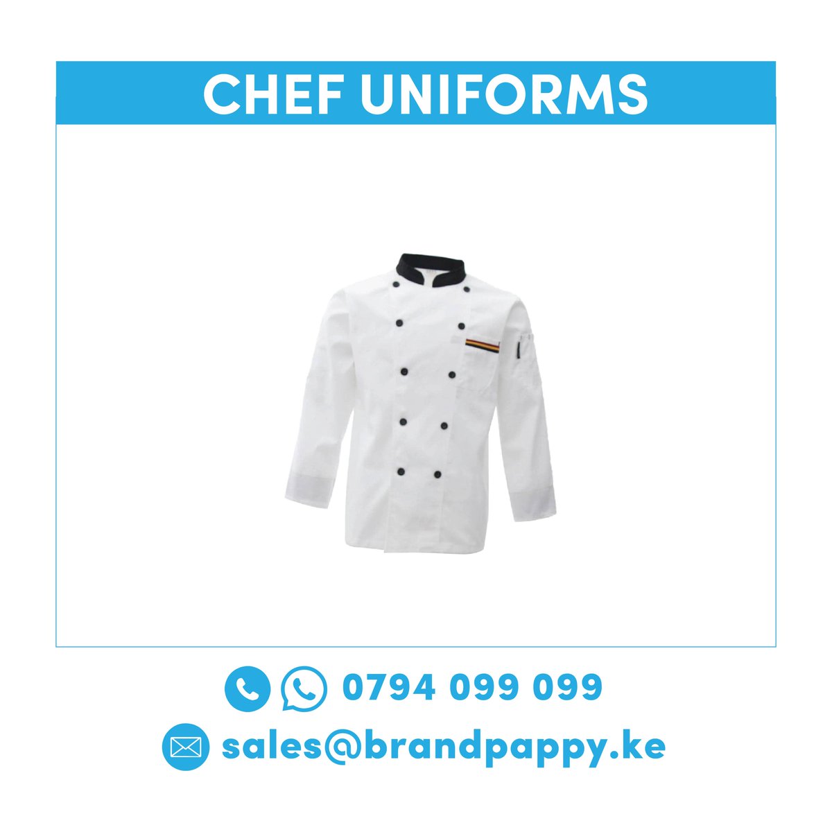 brandpappy_Ke's tweet image. Look the part in the kitchen with our durable chef uniforms.Designed for comfort and performance, our uniforms help you focus on your craft while looking professional.
Order now: +254794099099
#Branding #ChefUniforms #CustomBranding #KitchenReady #WorkwearStyle #DigitalMarketing