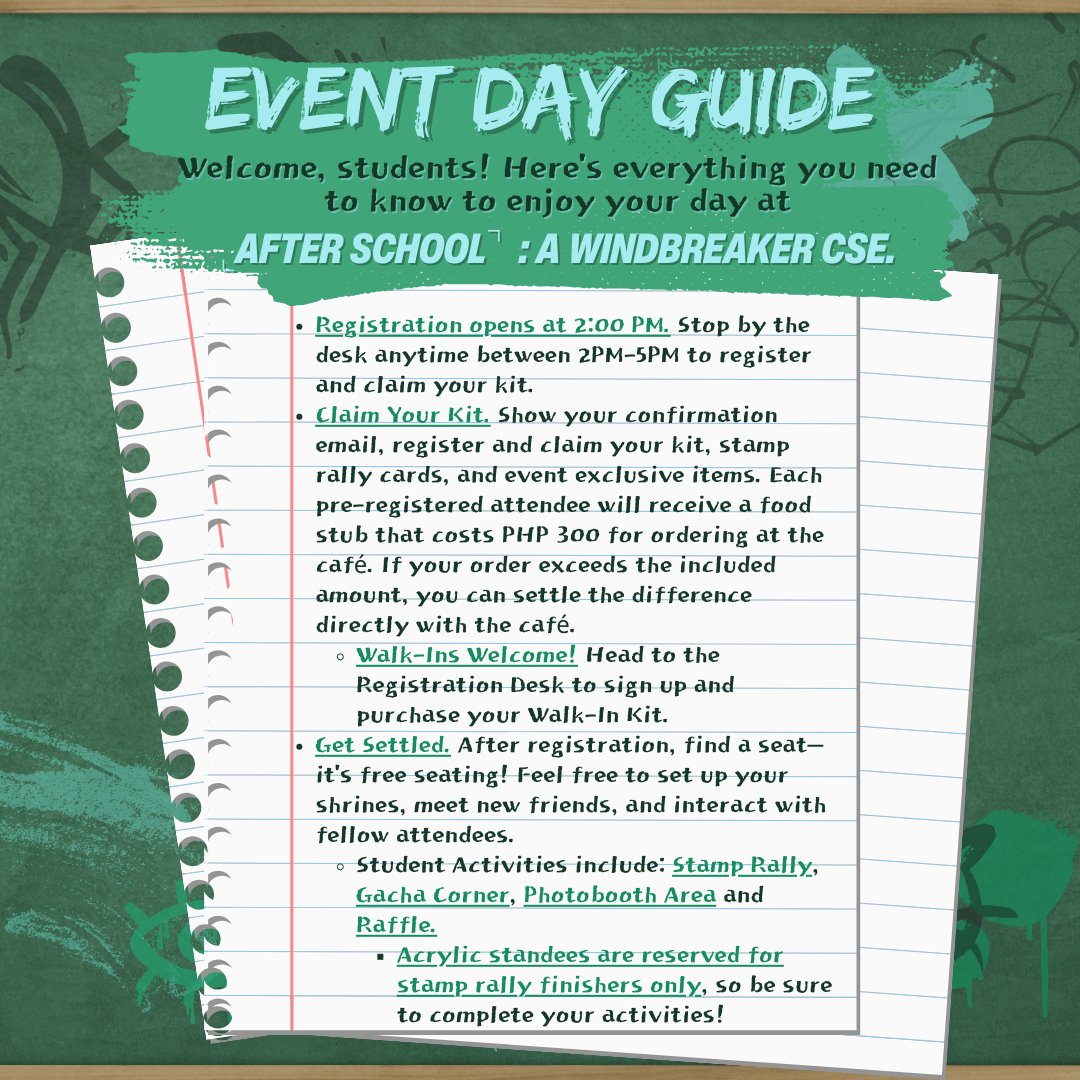 bofurincse's tweet photo. 📜 EVENT GUIDELINES 📜

Bofurins! Hit up the Event Guidelines below and prep to dominate on event days—because  ⌞𝗔𝗙𝗧𝗘𝗥 𝗦𝗖𝗛𝗢𝗢𝗟⌝, it's our time to rule. 👑⚡

#WBAfterSchoolCSE🎐 https://t.co/2FhP9Z69id