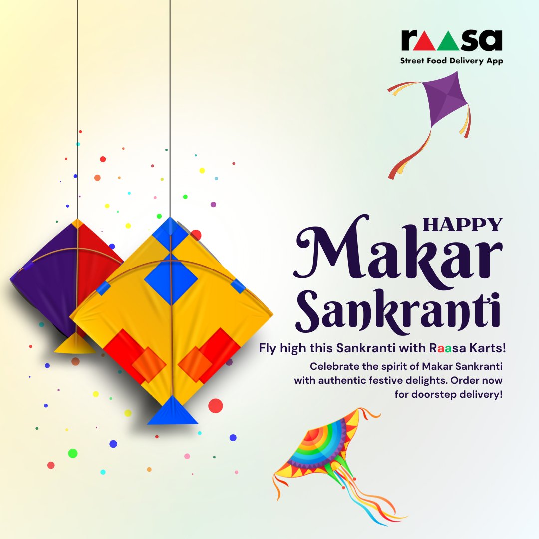 raasakarts's tweet photo. Fly high this Sankranti with Raasa Karts!

Celebrate the spirit of Makar Sankranti with authentic festive delights. Order now for doorstep delivery!

#Raasakarts #ordernow #streetfood #makarsankranti https://t.co/0VkWmeFACX