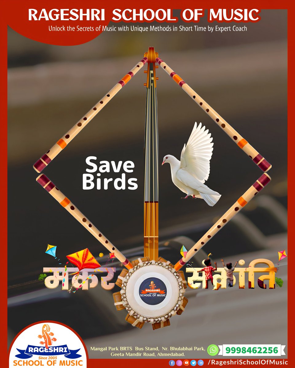HemantSadhu's tweet photo. This Makar Sankranti, have fun but remember to save 🐦 Birds too Dheel De Be Kind🪁
Happy Uttarayan!
#HemantSadhuViolinist #RageshriSchoolOfMusic #kite #kitefestival2025 #મકરસંક્રાંતિ 
#SaveBirds  #Happy #Uttarayan #KiteFestival #HappyMakarSankranti #MakarSankrant #Birdwatching https://t.co/qxR2s5ov4K
