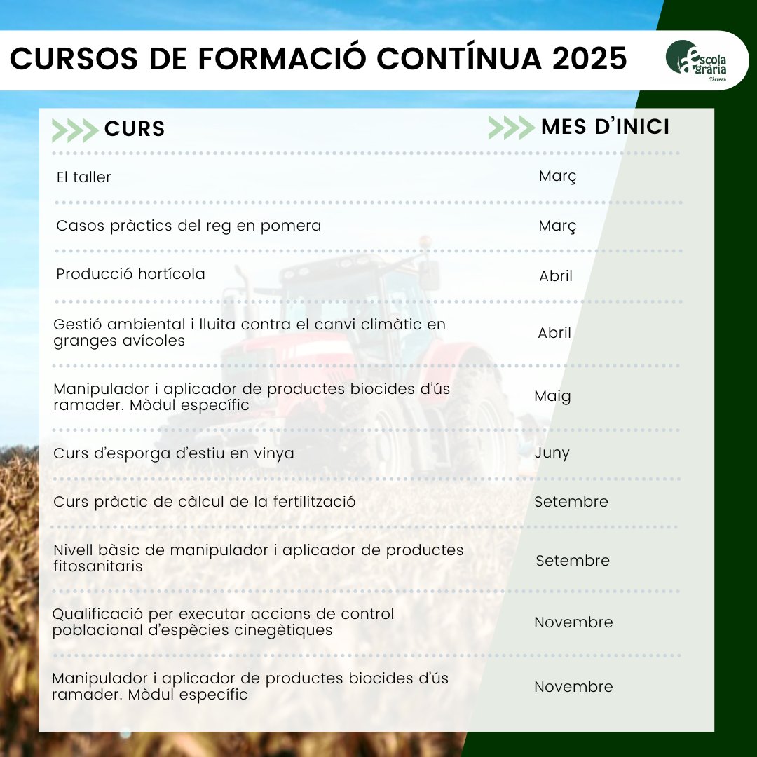 EATarrega's tweet image. 🚀Ep! Ja tenim disponible la previsió de cursos de #formaciócontínua per aquest 2025!

Per a més informació, us podeu posar en contacte amb nosaltres a través de:
📩aecatar.daam@gencat.cat
☎️973 31 07 15

#EATàrrega