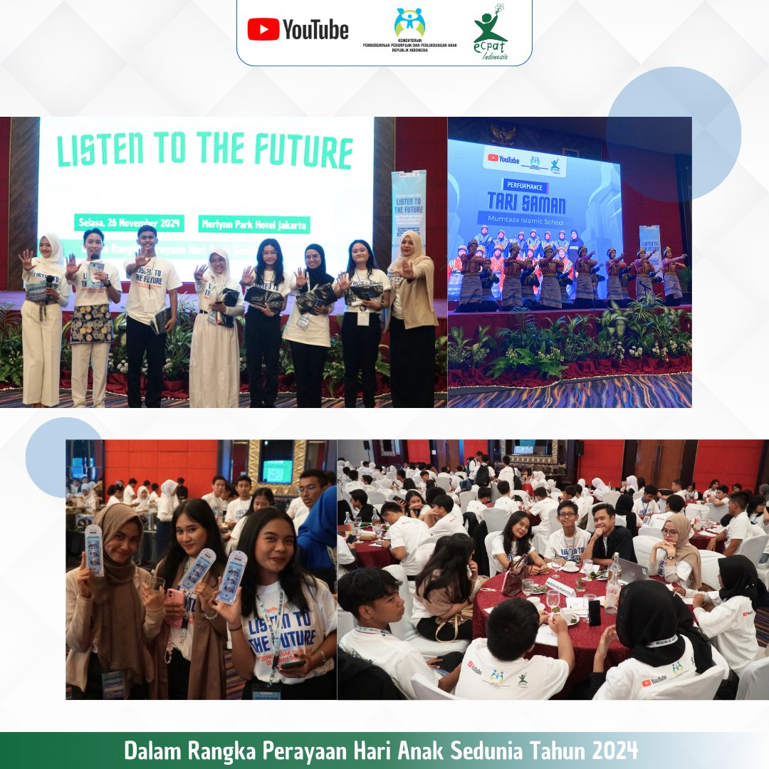 Pada Hari Anak Sedunia 2024, mari kita mendengarkan suara anak-anak! 🎙️ 

Tema tahun ini, "Listen to the Future," mengajak kita untuk memahami ide, mimpi, dan prioritas mereka demi menciptakan dunia yang lebih baik 🌍

Jadilah bagian dari perubahan positif ini dengan mendukung
