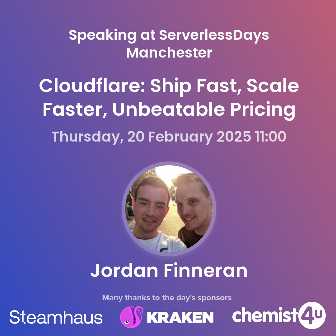 MANServerless's tweet photo. I'm super excited to announce our next speaker for ServerlessDays Manchester, Jordan Finneran

Jordan is running Cloudflare in production for his customers, and is coming to help you understand the Cloudflare platform. And who knows, maybe you'll walk away with a use case for it! https://t.co/TYgXY7URNU