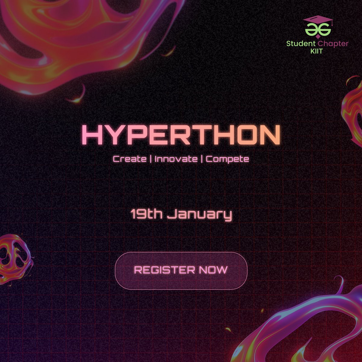 Hyperthon — the Hackathon where you make the rules! 🚀✨

🗓 Date: Jan 19
🔓 No domains, no restrictions. Build anything: apps, robots, or the unimaginable.

Unleash your creativity, challenge the ordinary &amp; innovate without limits!

Register Now: hyperthon.gfgkiit.in